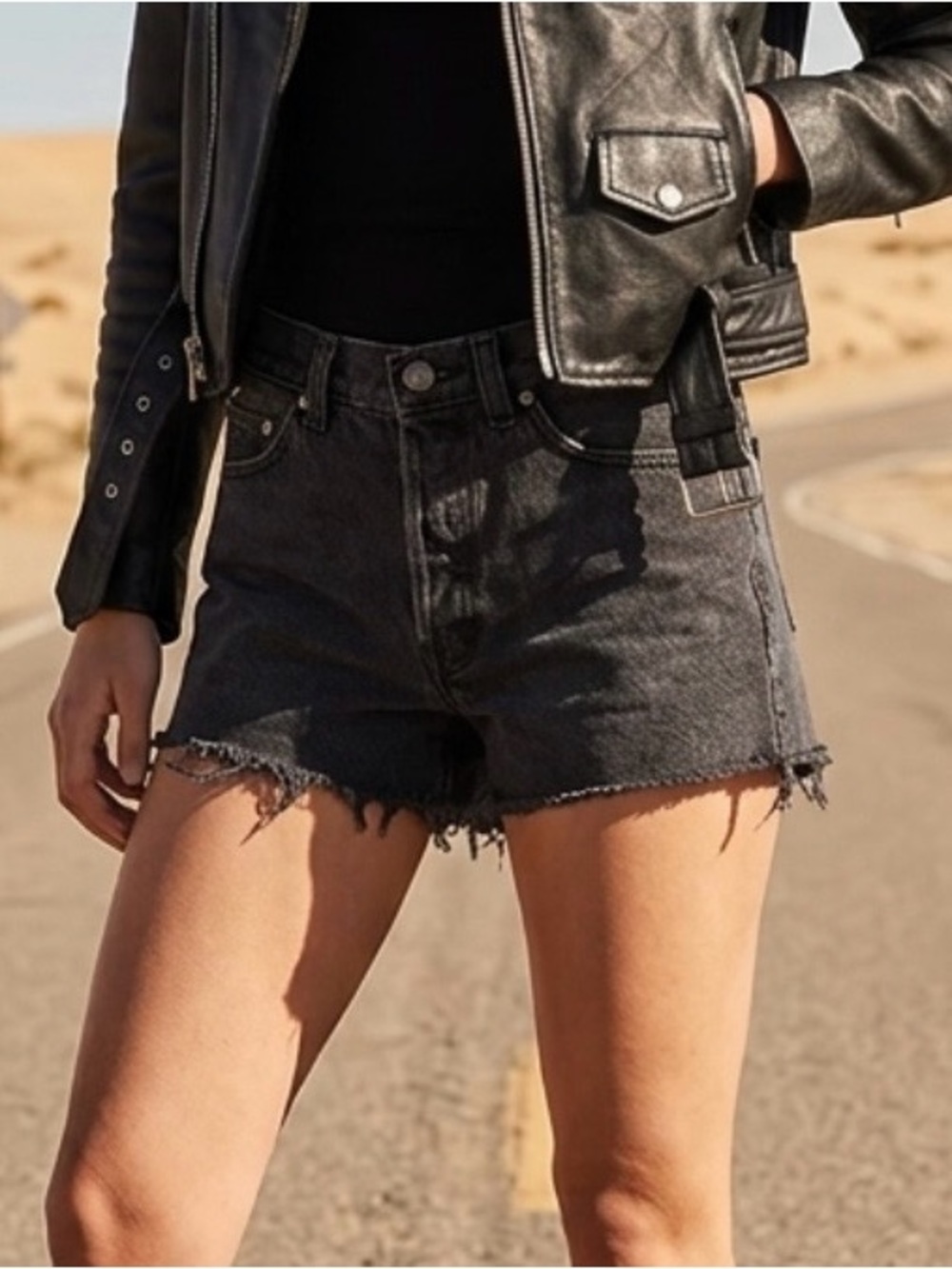 Harley-Davidson Black Denim Cutoff Jean Shorts
